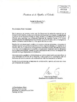 [Carta del Presidente de Colombia]