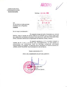 [Carta del Coronel Secretario General del Ejército de Chile dirigida al Presidente Patricio Aylwin]
