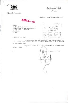 [Carta del Embajador de Chile en Inglaterra dirigida al Jefe de Gabinete Presidencial]