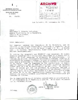 [Carta del Embajador de Chile en El Salvador dirigida a Asesor Presidencial, referente a informe "Oportunidades Comerciales para Chile en el Mercado Centroamericano]