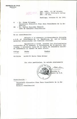 [Carta del Jefe de Gabinete de la Presidencia a Secretario Ejecutivo Plan Beca Presidente de la República]