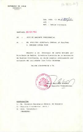 [Remite carta a Directora Ejecutiva de la Asociación de Diarios Colombianos]