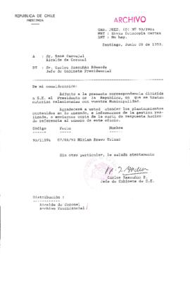 [Oficio  Gab. Pres. Ord. N° 2905 de Jefe de Gabinete Presidencial, remite copia de carta que se indica]