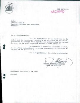 [Carta de respuesta del Jefe de Gabinete Presidencial dirigida al Secretario General del Capítulo Chileno del Ombudsman]