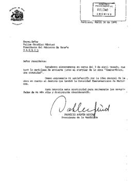 [Carta del Presidente Patricio Aylwin al Presidente del Gobierno de España]