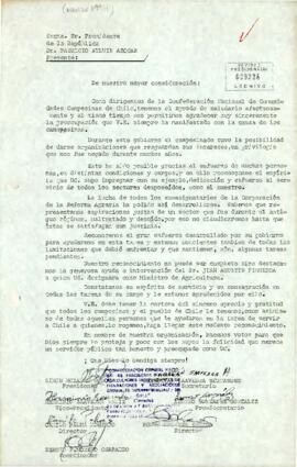 [Carta de la Confederación Naciones de Comunidades Campesina de Chile]
