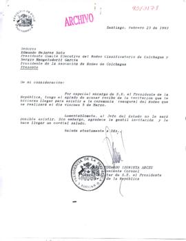 [Respuesta de Edecán Militar de la Presidencia a invitación de Ceremonia Inaugural de Rodeo en Colchagua]