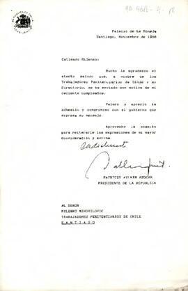 [Carta de Presidente  Aylwin dirigida a Trabajadores Penitenciarios de Chile]