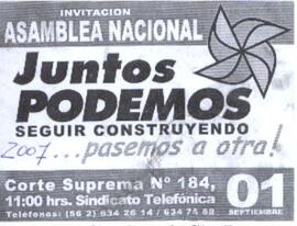 Invitación Asamblea Nacional Juntos Podemos