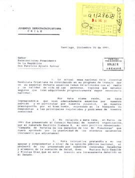 [Carta de la Juventud Demócrata de Chile al Presidente Aylwin].