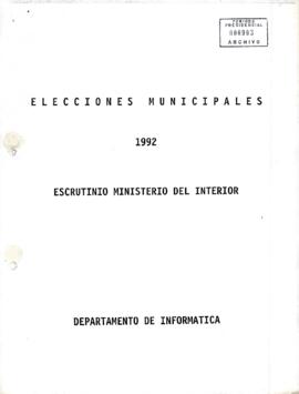 Informe - Elecciones Municipales  1992 Escrutinio Ministerio del Interior.