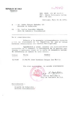 [Carta del Jefe de Gabinete de la Presidencia a Alcalde (S) de Peñalolén]