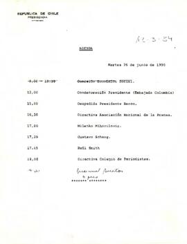 Agenda del 26 de Junio de 1990
