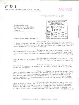 [Carta de Fanny Pollarolo dirigida al Presidente Patricio Aylwin, referente a proyecto de retiro del personal de las Fuerzas Armadas]