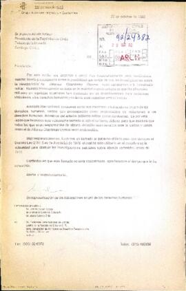[Carta del Grupo Acciones Urgentes de Costa Rica referente a caso de Alfonso Chanfreau]