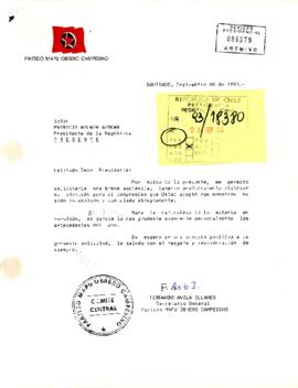 [Carta de MAPU dirigida al Presidente Patricio Aylwin Azócar]