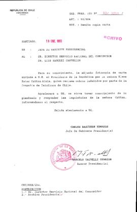 [Oficio  Gab. Pres. Ord. N° 0251 de Jefe de Gabinete Presidencial, remite copia de carta que se indica]