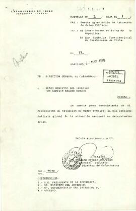 [Carta del General Director de Carabineros de Chile al Ministro del Interior]