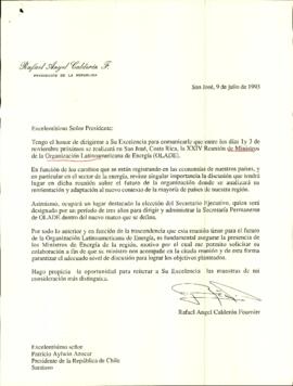 [Carta del Presidente de Costa Rica, Rafael Calderón]