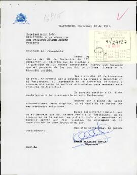 [Carta del Diputado Ramón Elizalde dirigida al Presidente Patricio Aylwin, referente a proyecto de medidas para evitar morosidad en el pago de imposiciones]