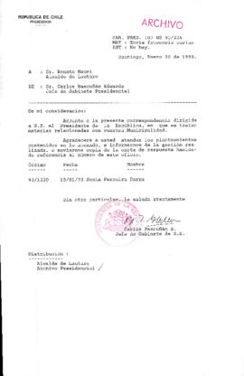 [Oficio  Gab. Pres. Ord. N° 0234 de Jefe de Gabinete Presidencial, remite copia de carta que se indica]