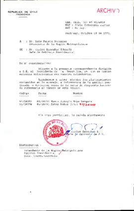 [Oficio del Jefe de Gabinete Presidencial dirigido al Intendente de la Región Metropolitana, Sr. Luis Pareto]