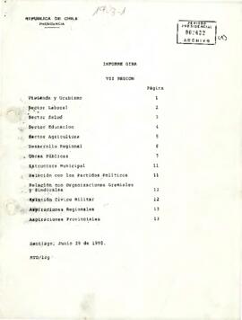 Informe de gira a VII región en 1990