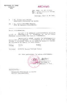 [Oficio  Gab. Pres. Ord. N° 2652 de Jefe de Gabinete Presidencial, remite copia de carta que se indica]