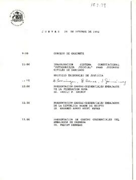 Programa jueves 29 de octubre de 1992.