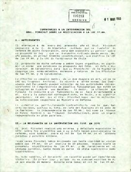[Comentarios a intervención de Gral. Pinochet sobre modificación Ley de FF.AA.]