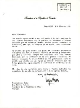 [Carta del Presidente de Colombia,Virgilio Barco]