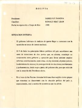 Bolivia- VI Cumbre Presidencial del grupo de Río .