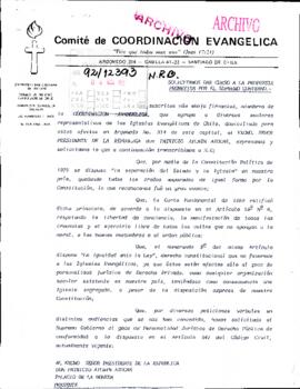 [Comité de coordinación Evangélica solicita se de curso a propuesta]