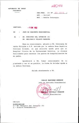 [Carta del Jefe de Gabinete de la Presidencia a Ministro del Interior Subrogante]