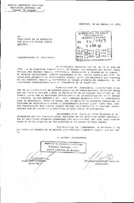 [Carta del Partido Demócrata Cristiano Provincial Santiago Sur sobre proyecto de organizaciones vecinales]