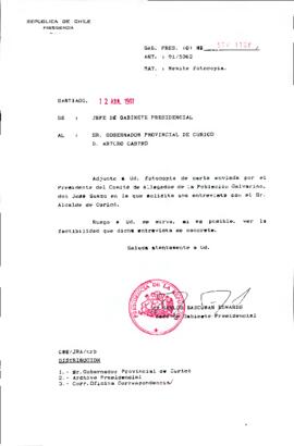 [Envío de fotocopias a Sr. Gobernador Provincial de Curicó D. Arturo Castro]