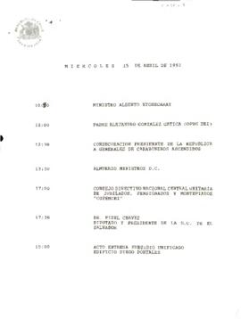 Miércoles 15 de abril de 1992 [condecoración  a generales de Carabineros Ascendidos]