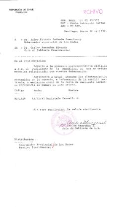 [Oficio  Gab. Pres. Ord. N° 0375 de Jefe de Gabinete Presidencial, remite copia de carta que se indica]