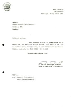 [Se remite carta a Gobernación Provincial de Chiloé]
