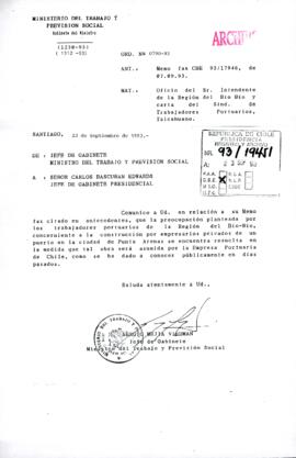[Oficio del Sr. Intendente de la Región del Bío Bío y carta del Sindicato deTrabajadores Portuari...