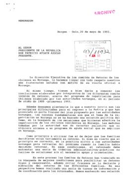 [Carta de los Comités de Retorno de Chile en Noruega]