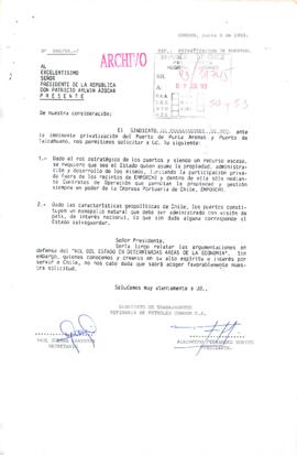 [Sindicato de Trabajadores Refinería de Petroleo Concon, expone en relación a la privatización del Puerto de Punta Arenas]