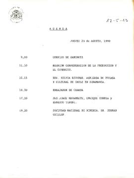 Agenda del 23 de Agosto de 1990.