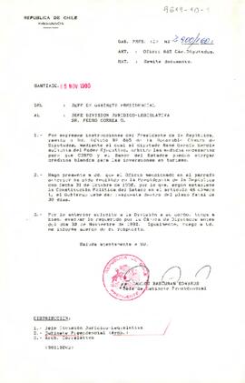 [Carta de Jefe de Gabinete a Pedro Correa sobre créditos CORFO Y Banco del Estado]