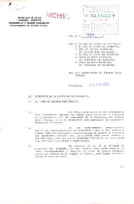 [Oficio del Intendente de la Región de Valparaíso respondiendo solicitud de particular]