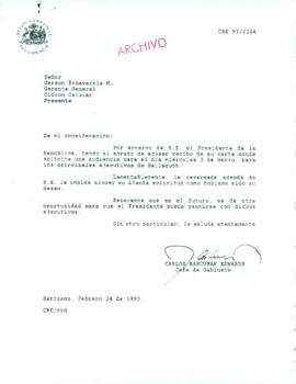 [Respuesta del Jefe de Gabinete de la Presidencia a Gerente General de CIDCOM]