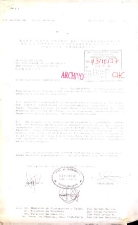 [Fax del Sindicato Unico de Trabajadores de la Empresa Portuaria de Chile Puerto Chacabuco]