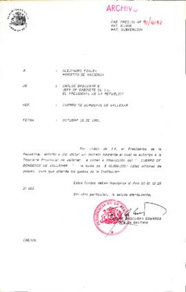 [Oficio del Jefe del Gabinete Presidencial dirigido al Ministro de Hacienda, Sr. Alejandro Foxley...