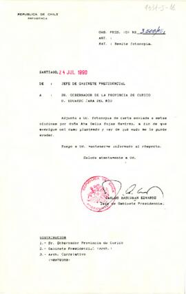 [Carta del Jefe de Gabinete Presidencial al Gobernador Provincial de Cúrico]