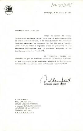 [Carta del Presidente Aylwin a los Diputados de la República].